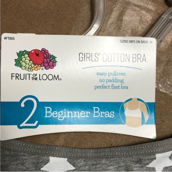 FRUIT OF THE LOOM GIRLS 2 PK COTTON CROP STAGE 1, BEGINNER BRAS size 34 - Picture 2 of 12